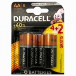 DURACELL Basic AA батарейки алкалиновые 1.5V LR6 4шт+2 б/к Бельг