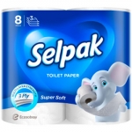 Туалетная бумага SELPAK макси 3сл/200 8рул. целлюлоза белая супе