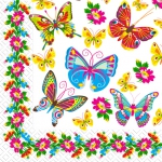 Салфетки 33х33 Цветные бабочки Марго 20шт