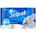 Туалетная бумага SELPAK макси 3сл/200 12рул. целлюл. белая супер